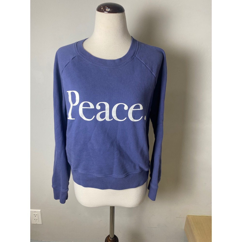 J.Crew Peace Graphic Sweatshirt Blue Raglan‎ Pullover Small